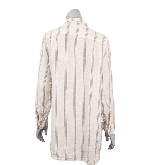CP SHADES Medium Marella 100% Linen Button up Shirt in Peach Striped - Picture 5 of 9